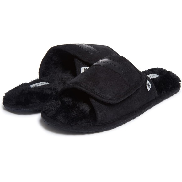 Lucky Brand Black Fuzzy Slippers - Picture 1 of 4
